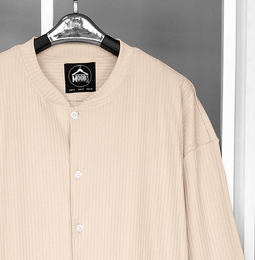 CAMISA CUELLO BASEBALL OVERSIZED BEIGE