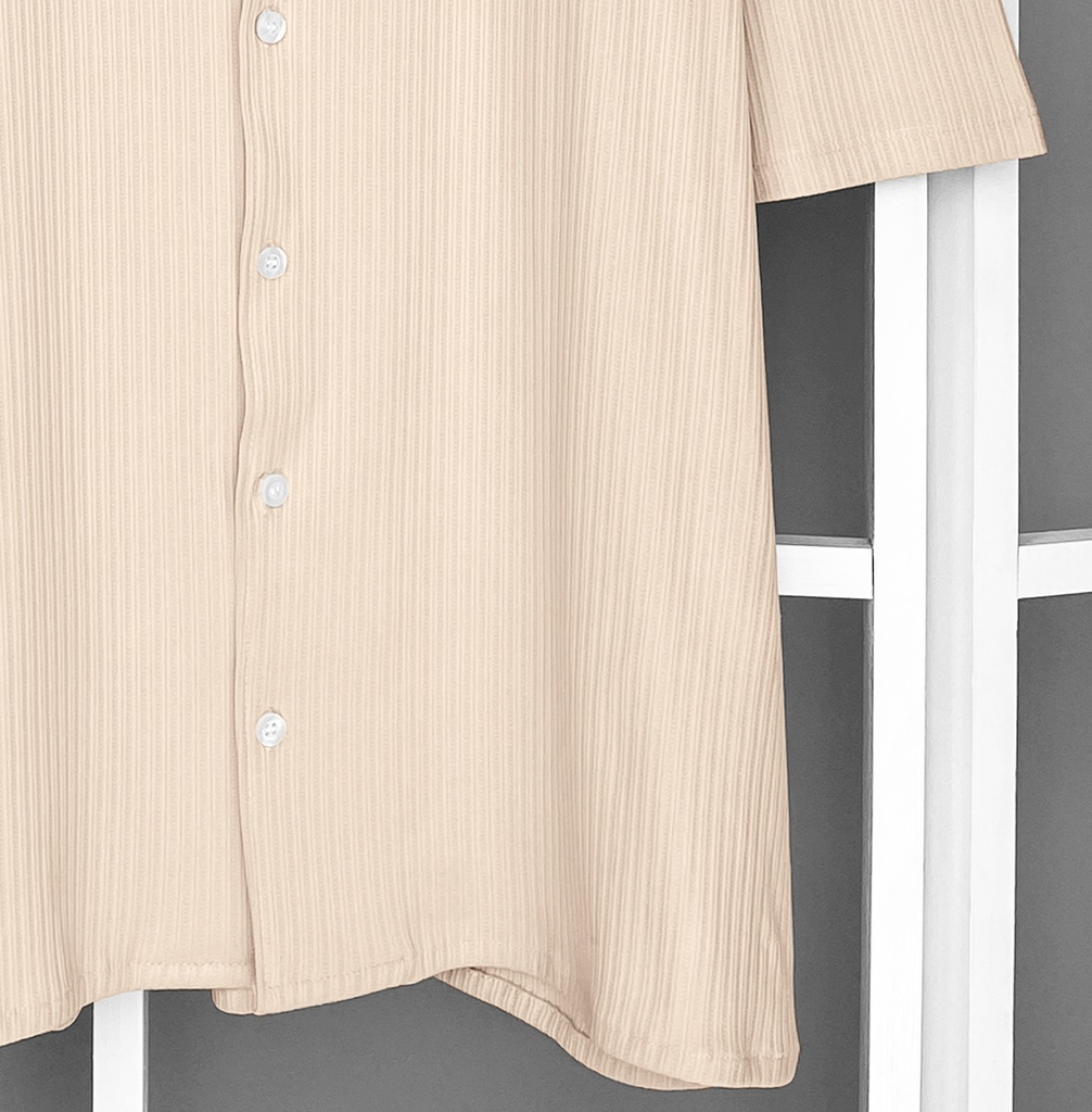 CAMISA CUELLO BASEBALL OVERSIZED BEIGE