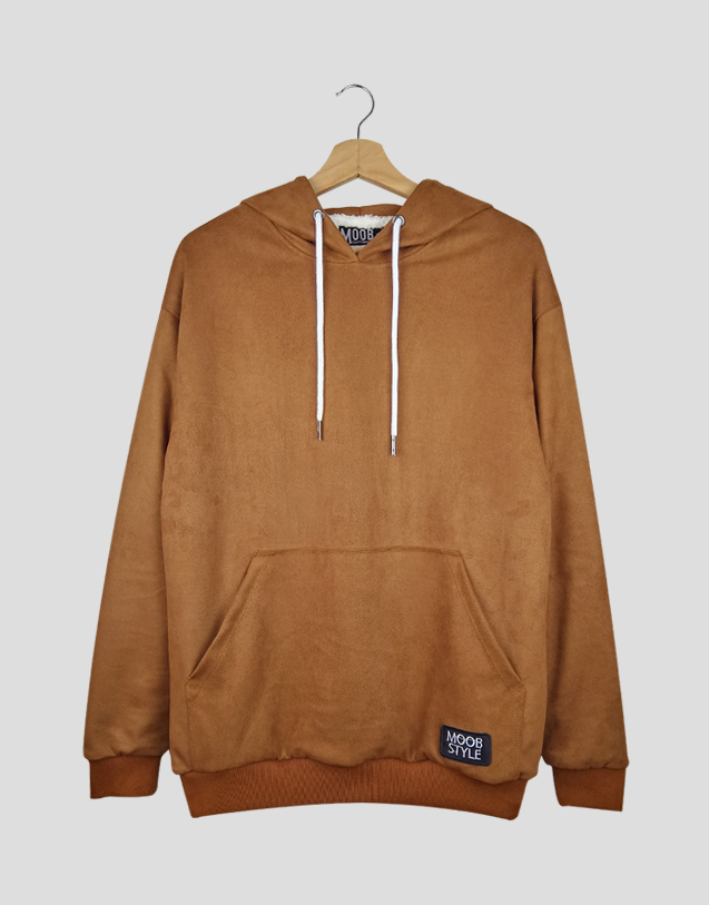 SUEDE HOODIE PELUCHE CAMELLO