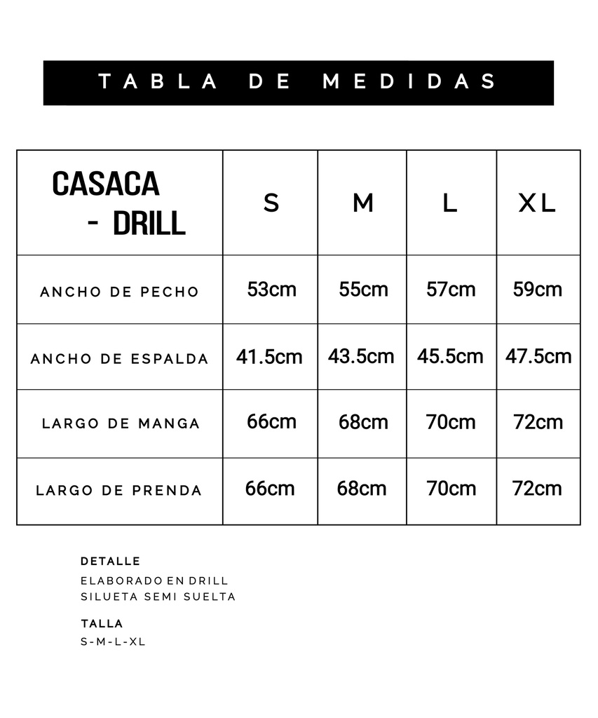 CASACA DRILL HUESO