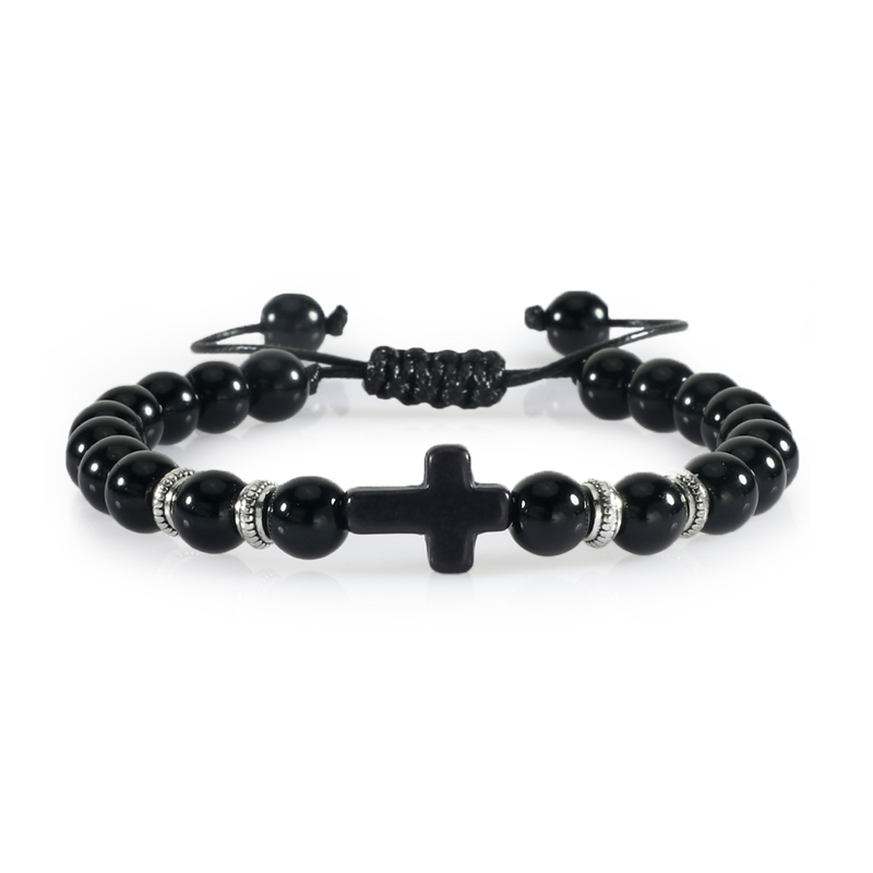 PULSERA CRUZ REGULABLE PIEDRAS NATURALES 