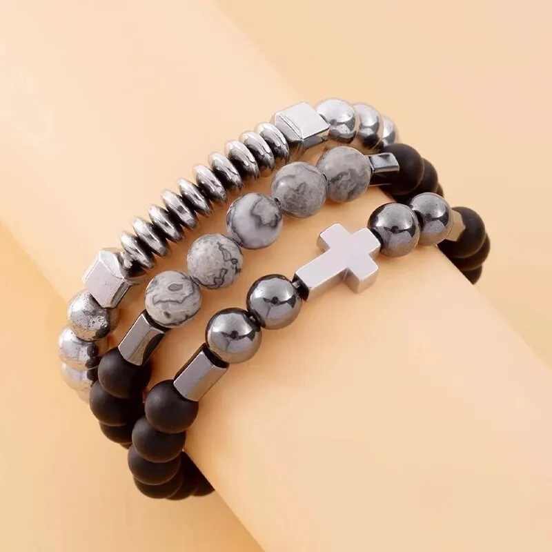 PULSERA TRIPLE SILVER BLACK 