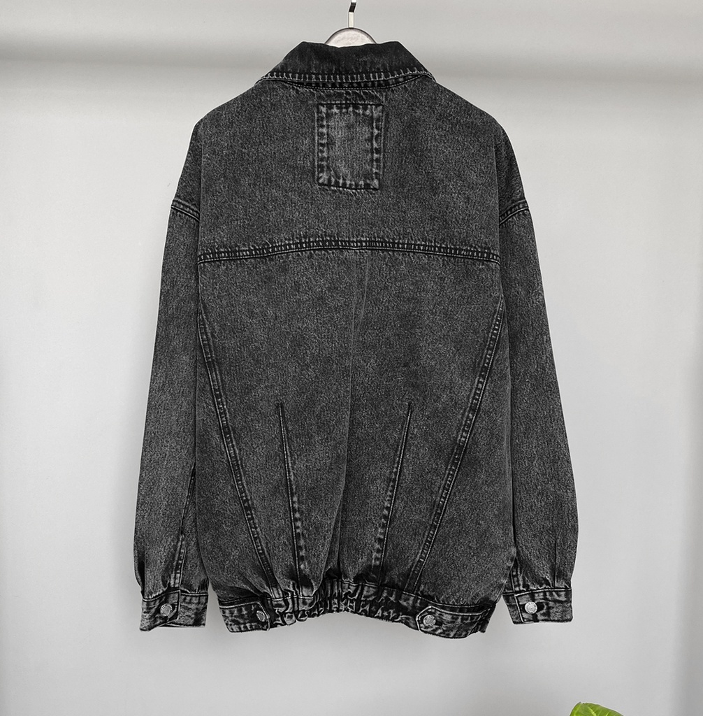 CASACA DENIM OVERSIZED PLOMO OSCURO