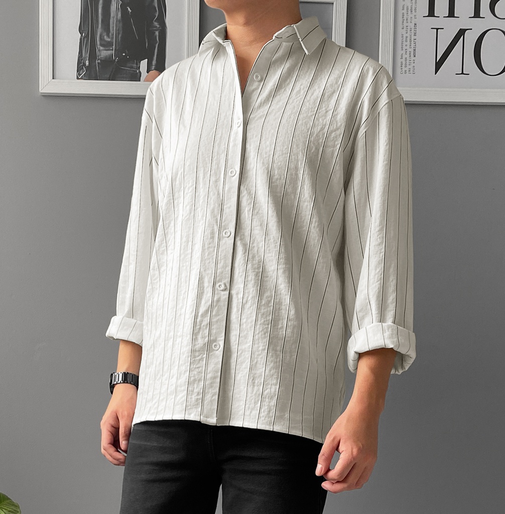 CAMISA LINEAS ML BLANCO 