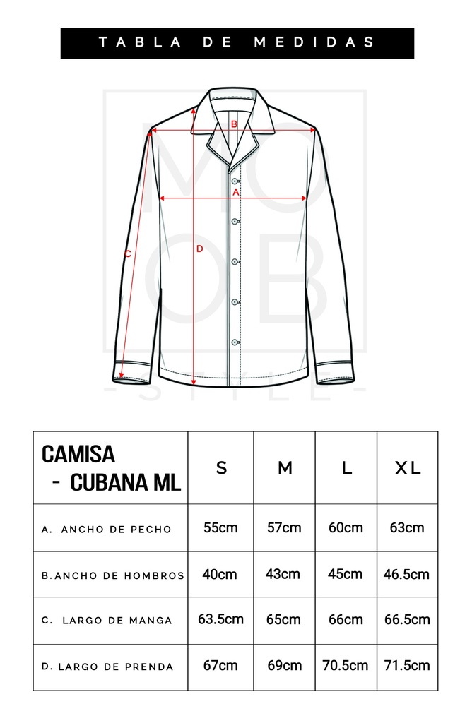 CAMISA CUBANA MANGA LARGA BLANCO