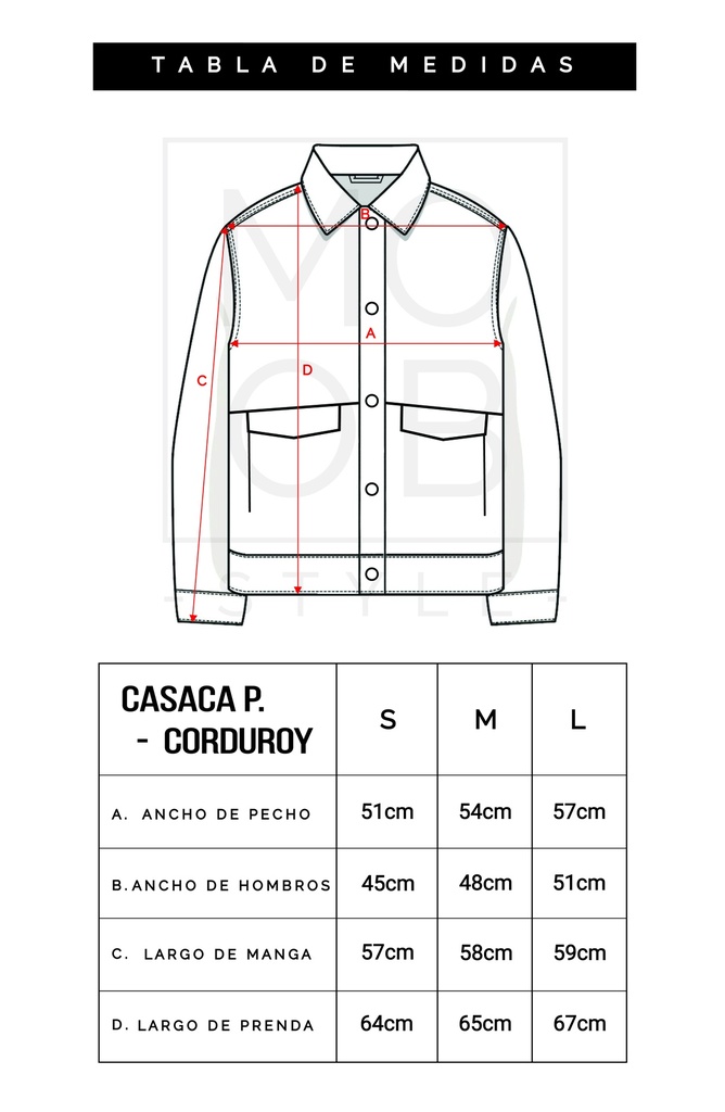 CASACA PANA CORDUROY NEGRO