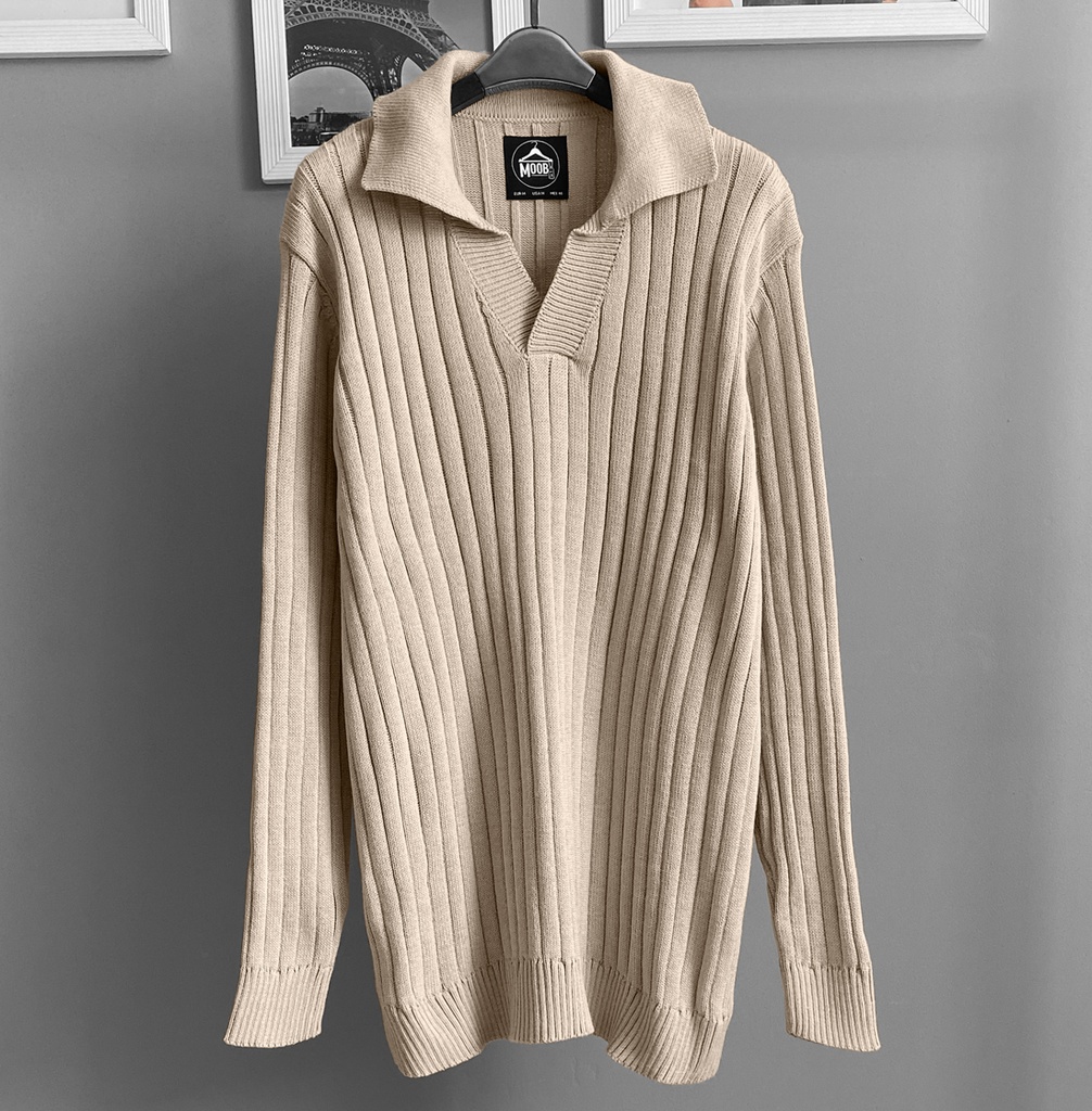 CAMISERO TEJIDO ML BEIGE