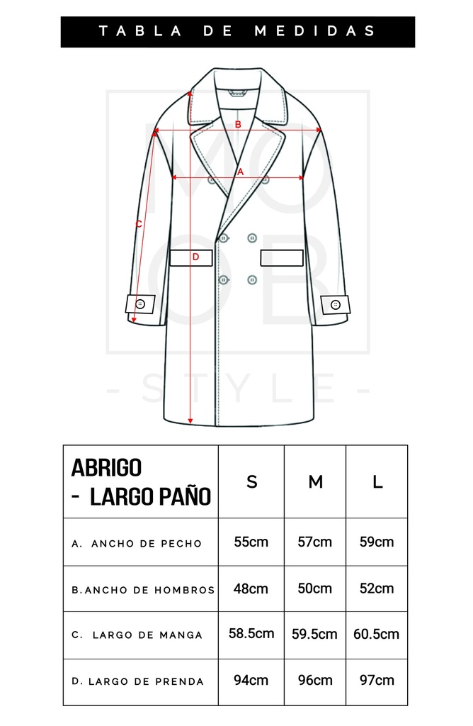 ABRIGO LARGO PAÑO NEGRO