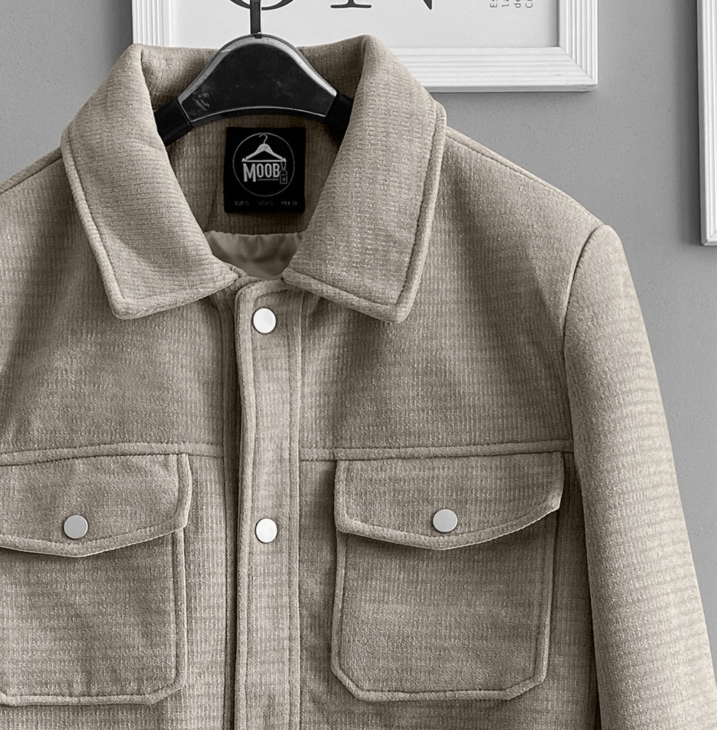 CASACA PAÑO CARGO BEIGE
