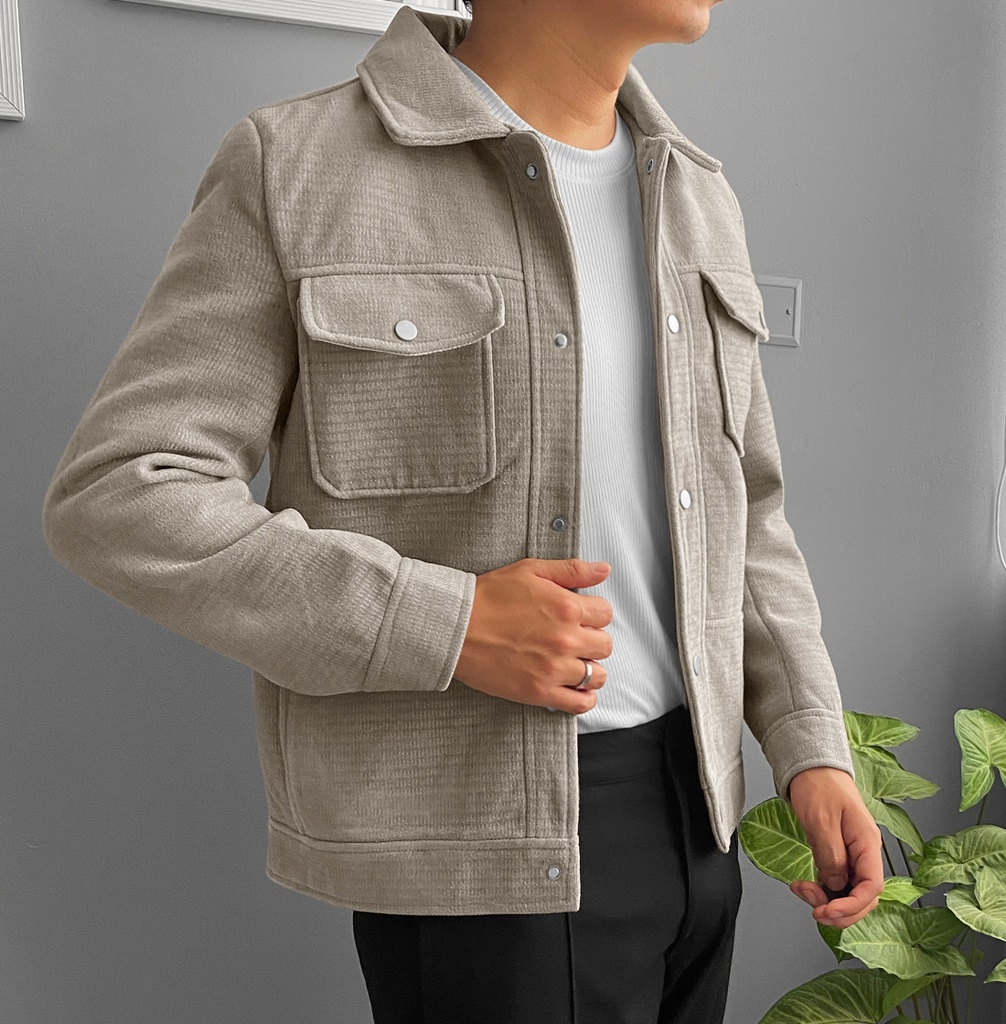 CASACA PAÑO CARGO BEIGE