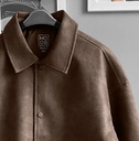 BIO-LEATHER VARSITY JACKET MARRON  