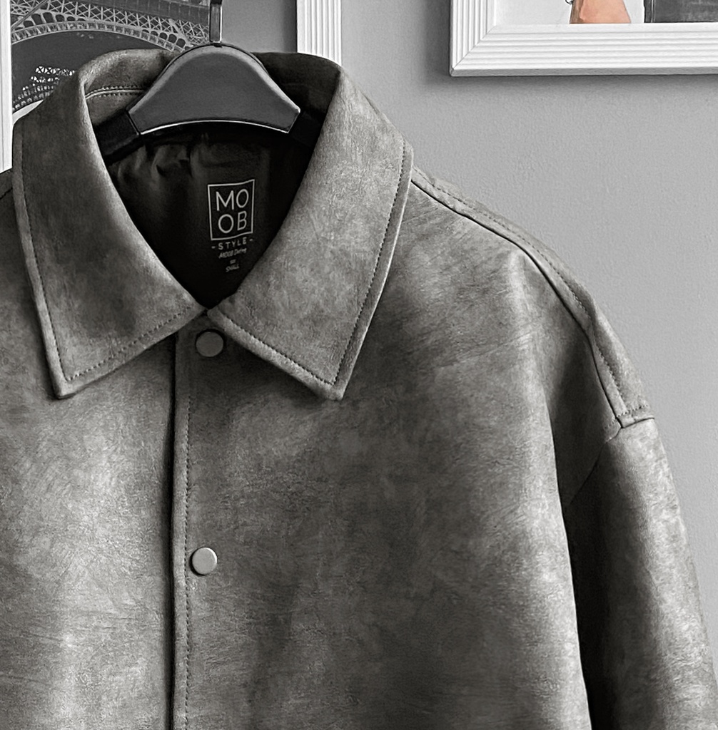 BIO-LEATHER VARSITY JACKET PLOMO ACID