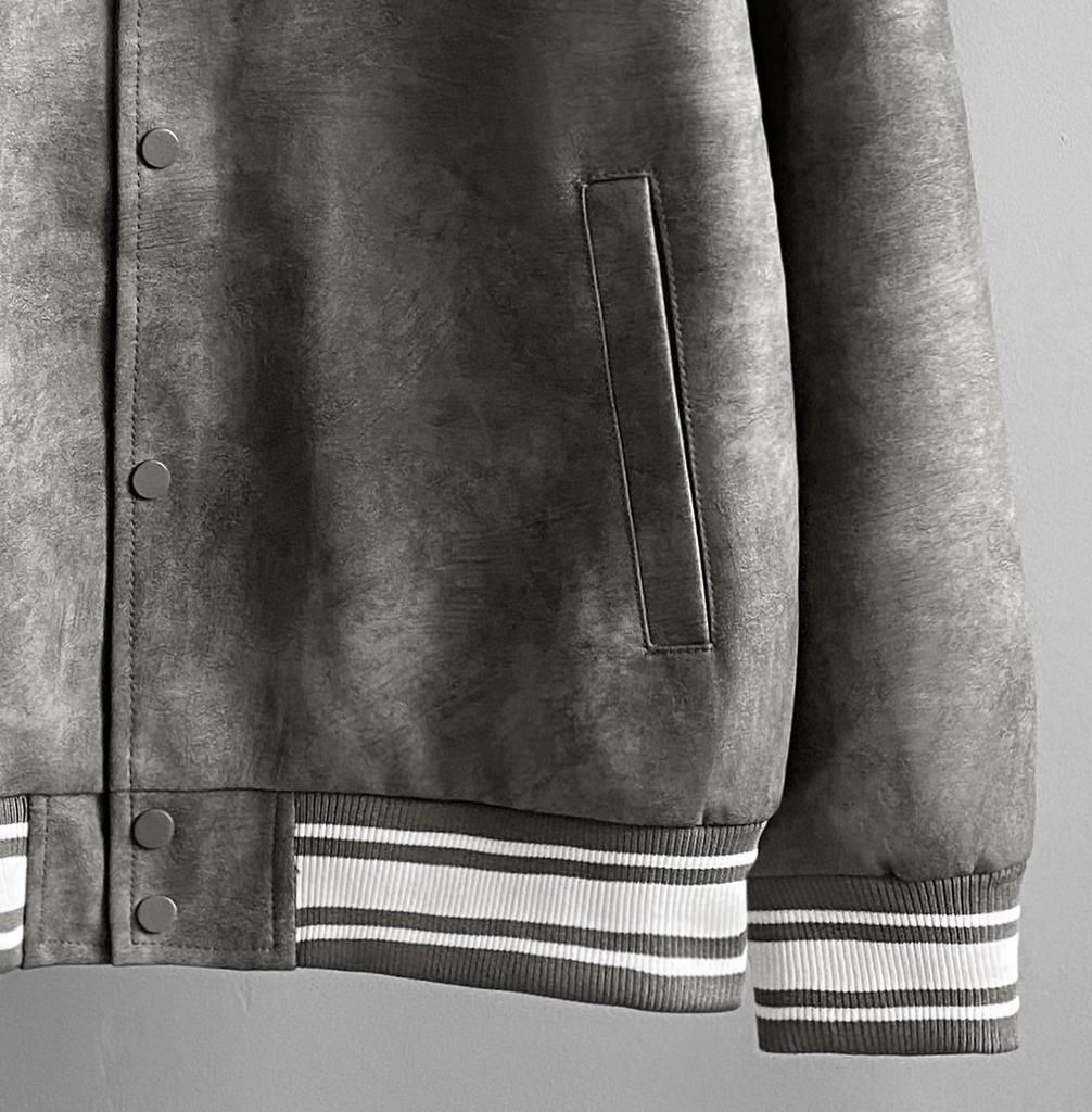 BIO-LEATHER VARSITY JACKET PLOMO ACID