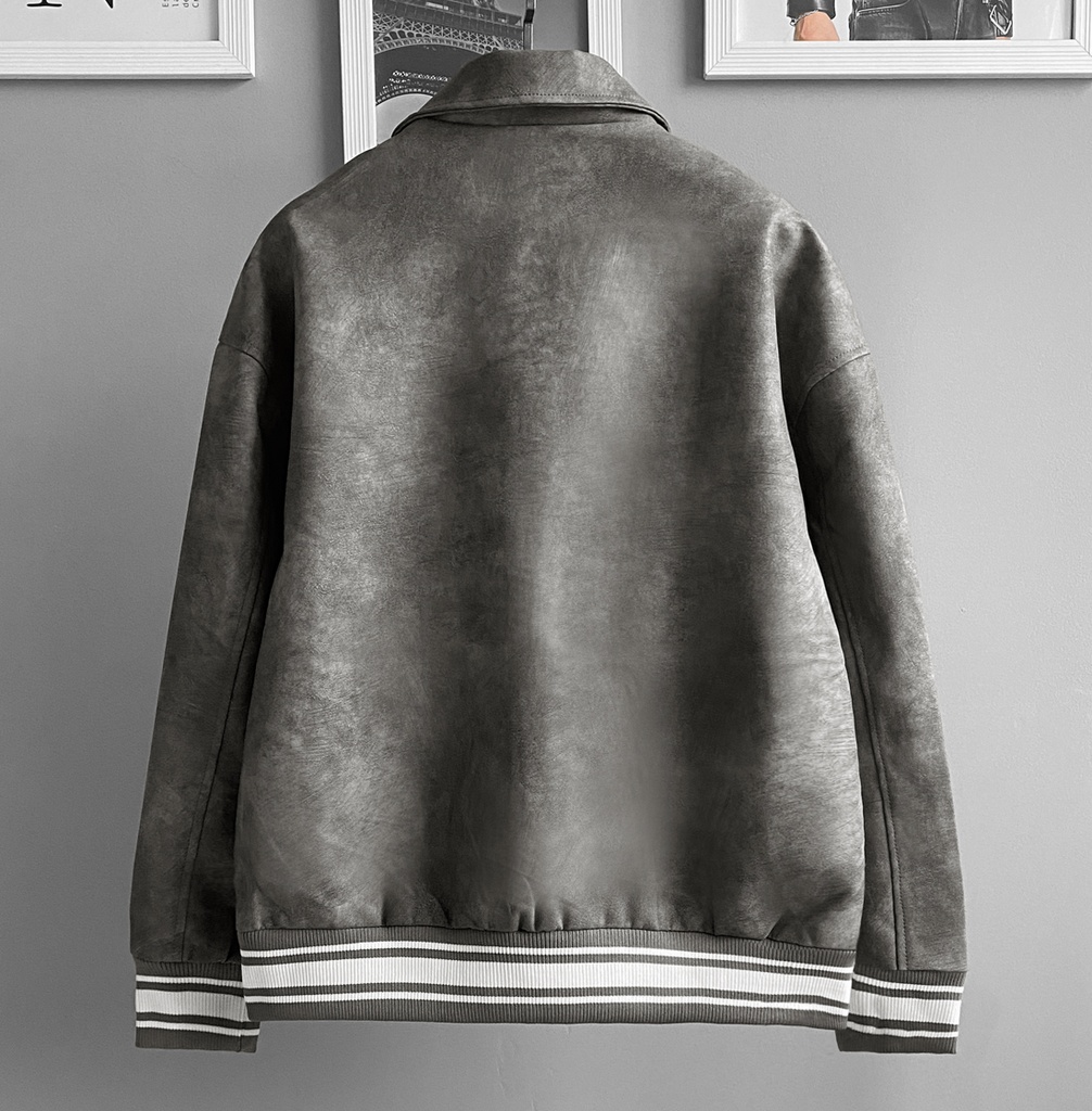BIO-LEATHER VARSITY JACKET PLOMO ACID