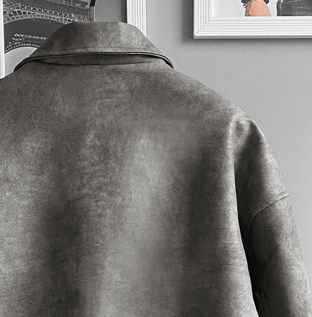 BIO-LEATHER VARSITY JACKET PLOMO ACID