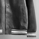 BIO-LEATHER VARSITY JACKET PLOMO OSCURO