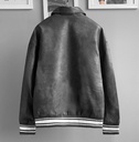 BIO-LEATHER VARSITY JACKET PLOMO OSCURO