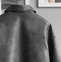 BIO-LEATHER VARSITY JACKET PLOMO OSCURO