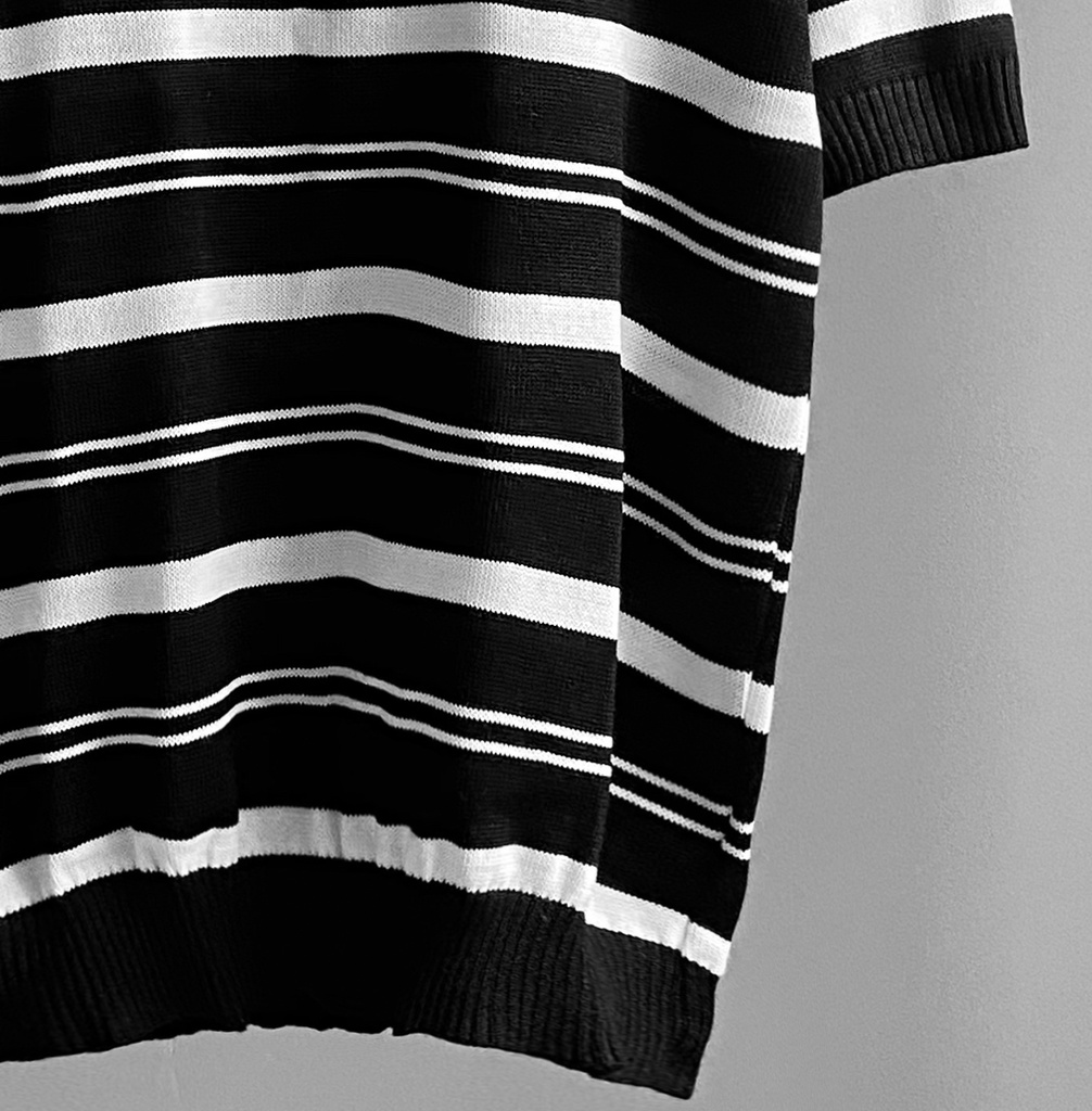 POLO HILO A RAYAS NEGRO
