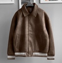BIO-LEATHER VARSITY JACKET MARRON  