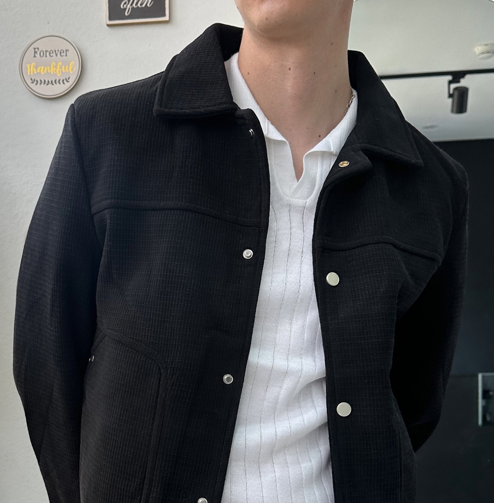 CASACA PAÑO REGULAR NEGRO