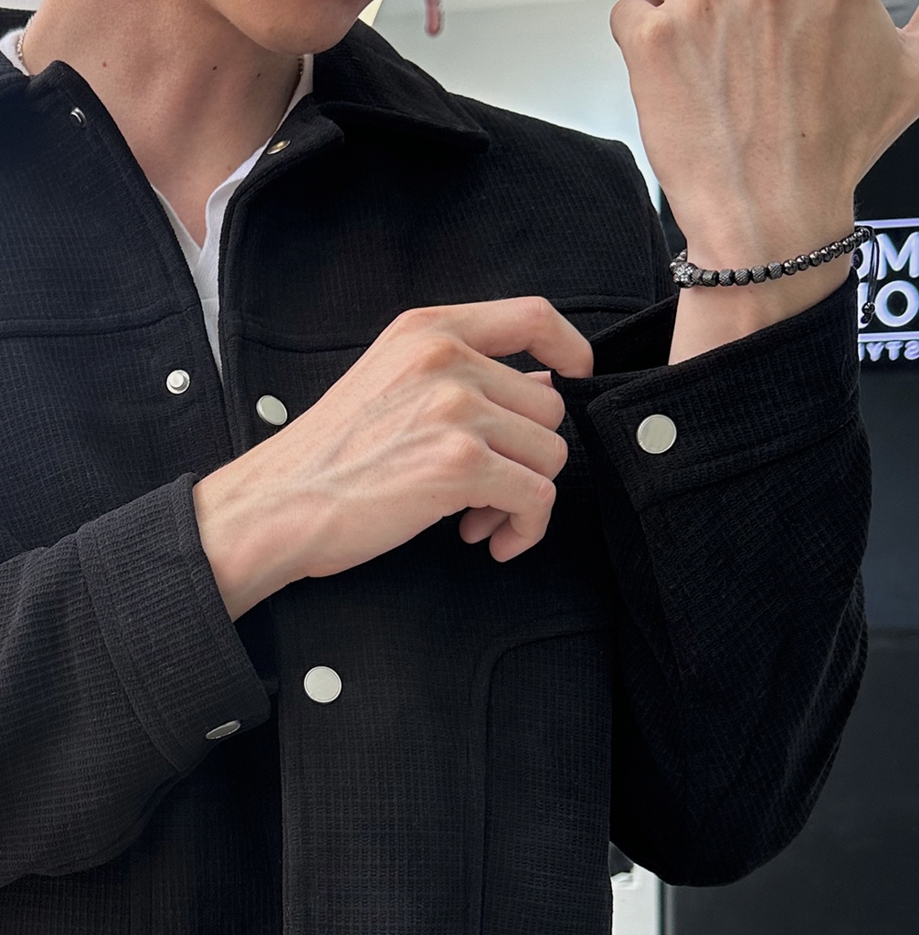 CASACA PAÑO REGULAR NEGRO