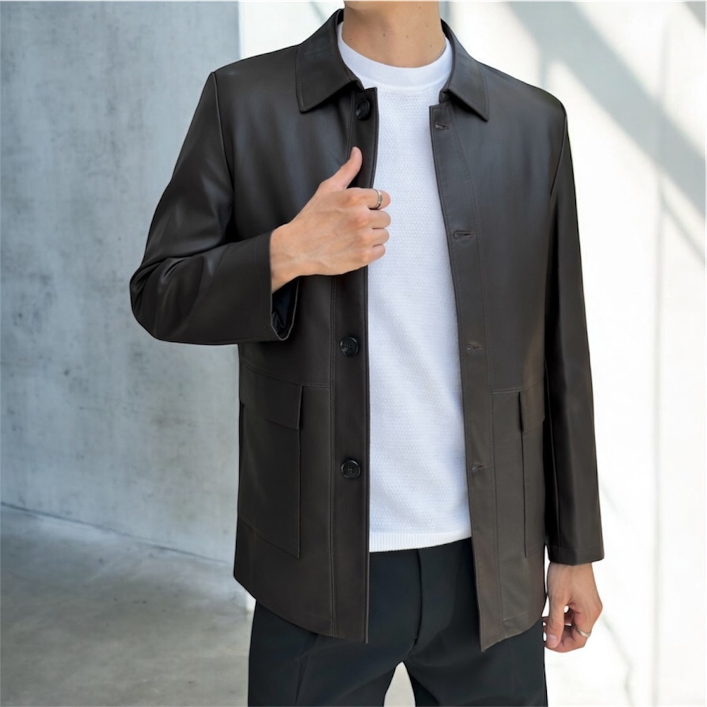 SACO BIO CUERO MARRON