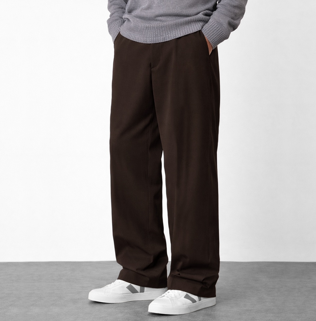 PANTALON SASTRE BAGGY MARRON
