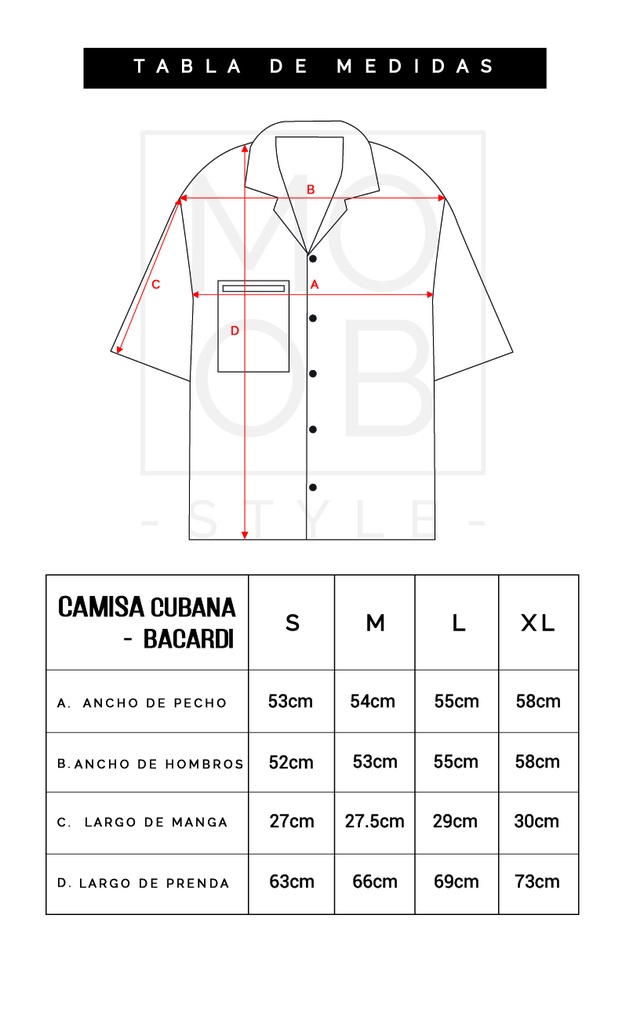 CAMISA CUBANA BACARDI NEGRO
