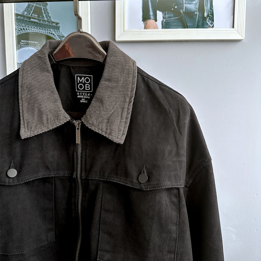 WASHED DRILL ZIP JACKET NEGRO