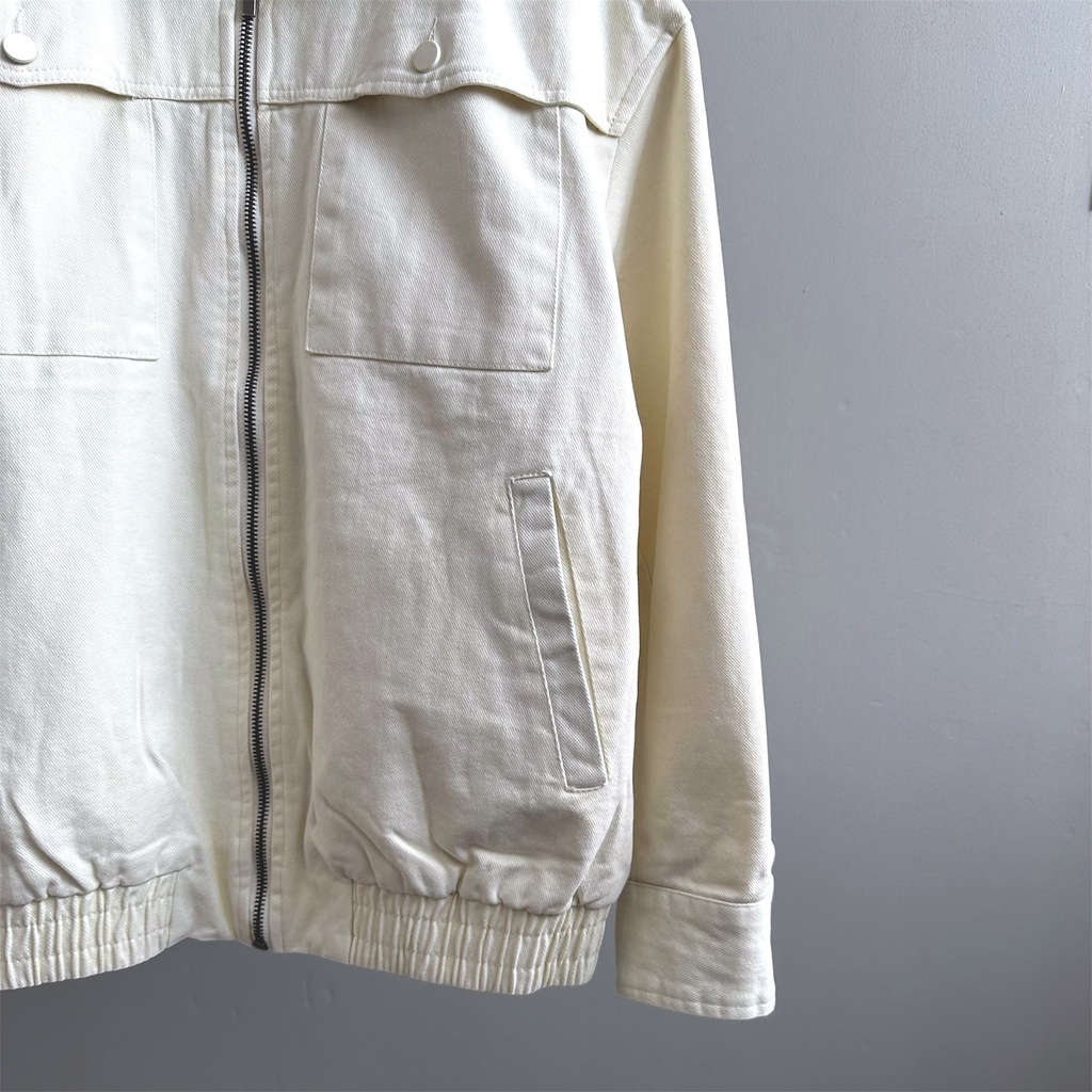 WASHED DRILL ZIP JACKET PERLA