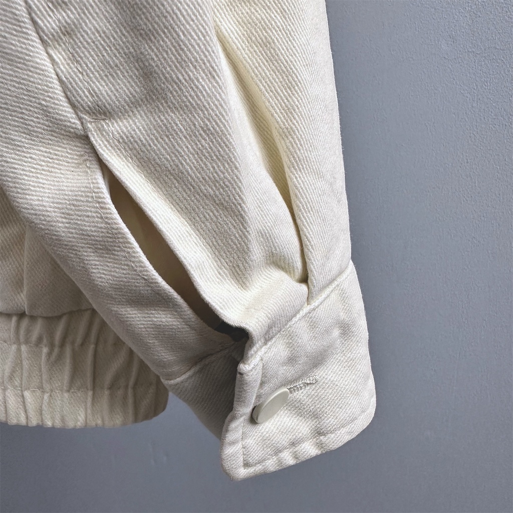 WASHED DRILL ZIP JACKET PERLA