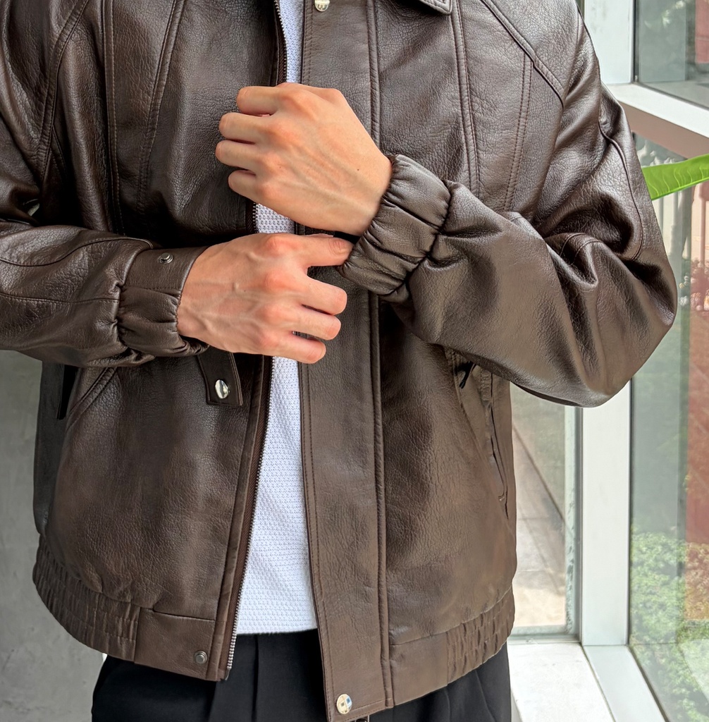 BIO-LEATHER CLASSIC JACKET MARRON