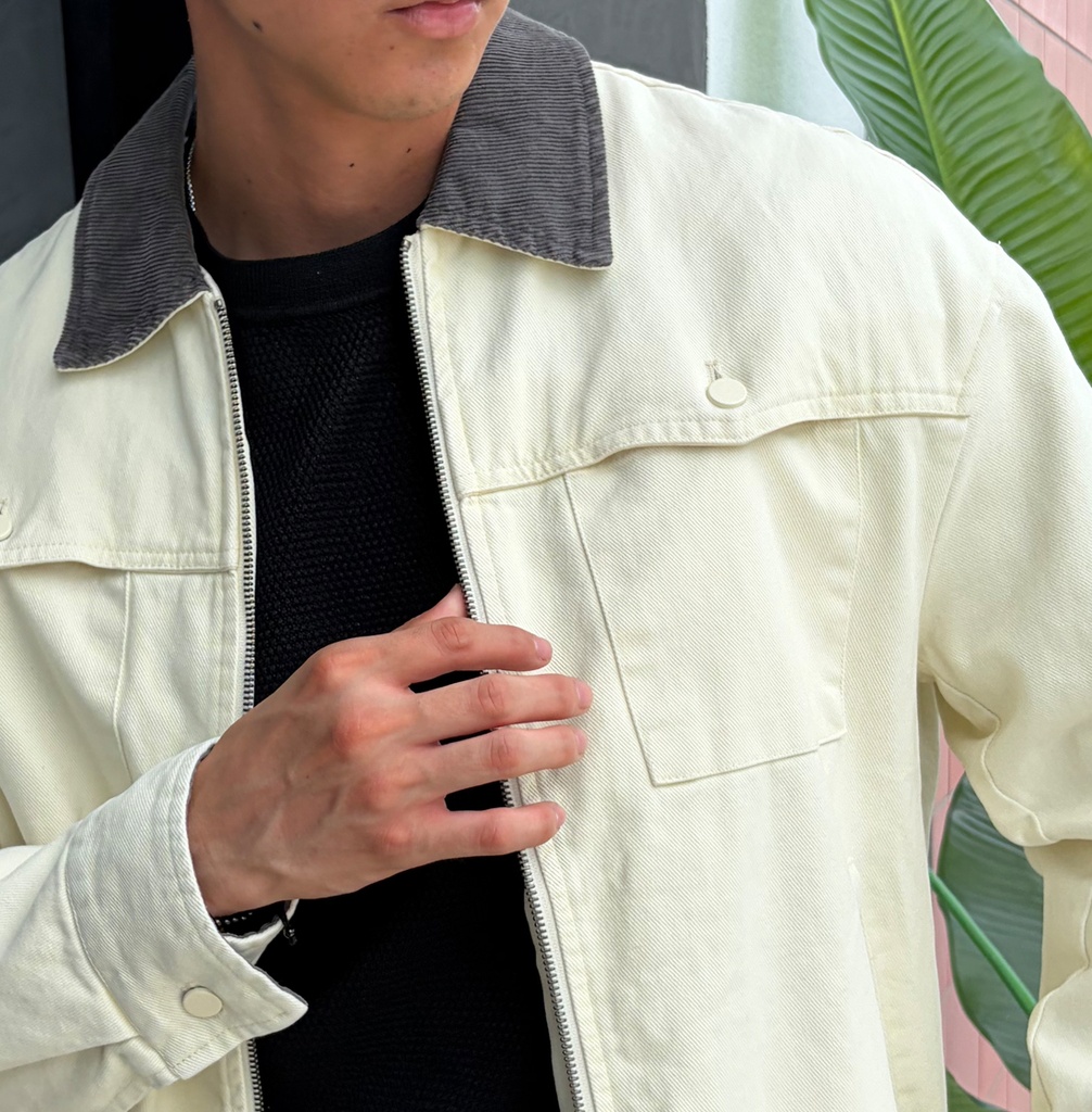 WASHED DRILL ZIP JACKET PERLA