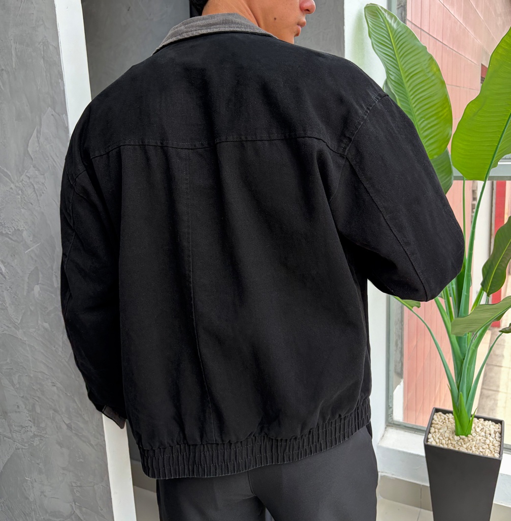 WASHED DRILL ZIP JACKET NEGRO