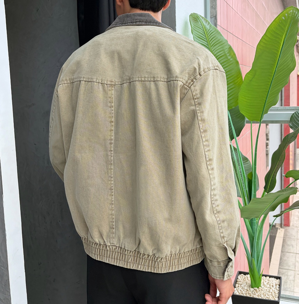 WASHED DRILL ZIP JACKET BEIGE