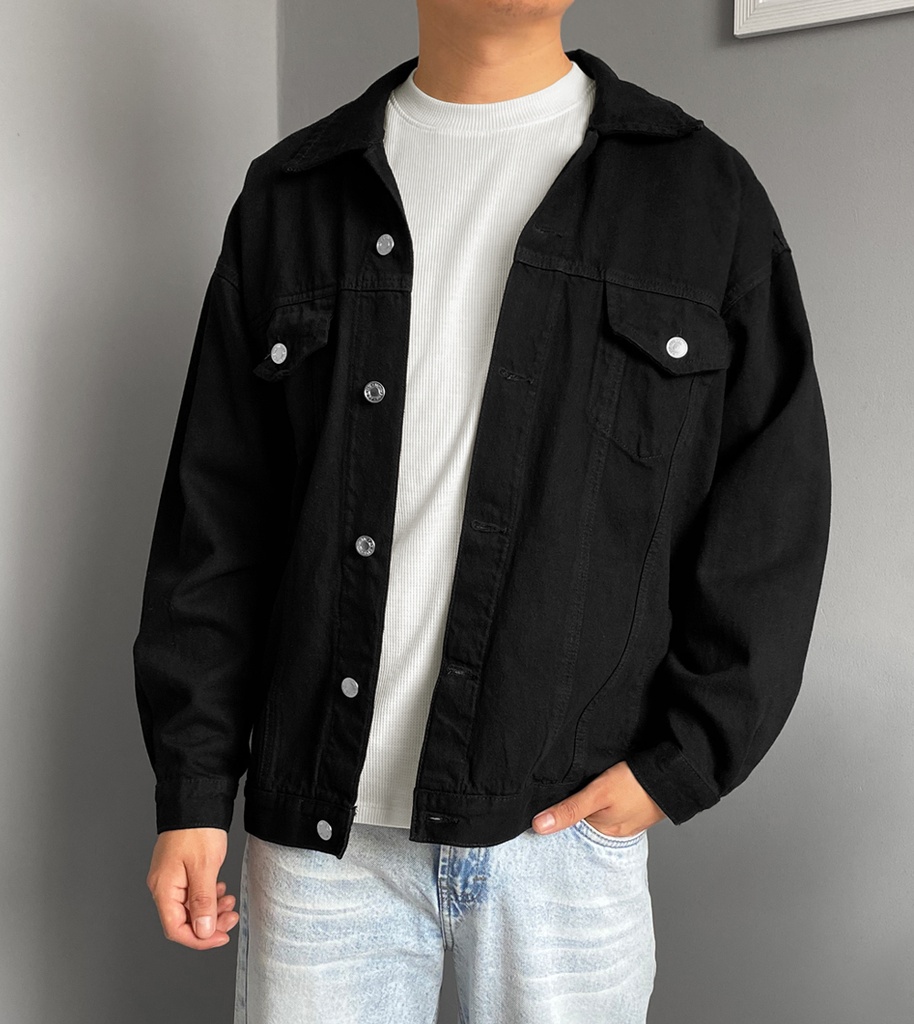 CASACA DENIM OVERSIZED NEGRO