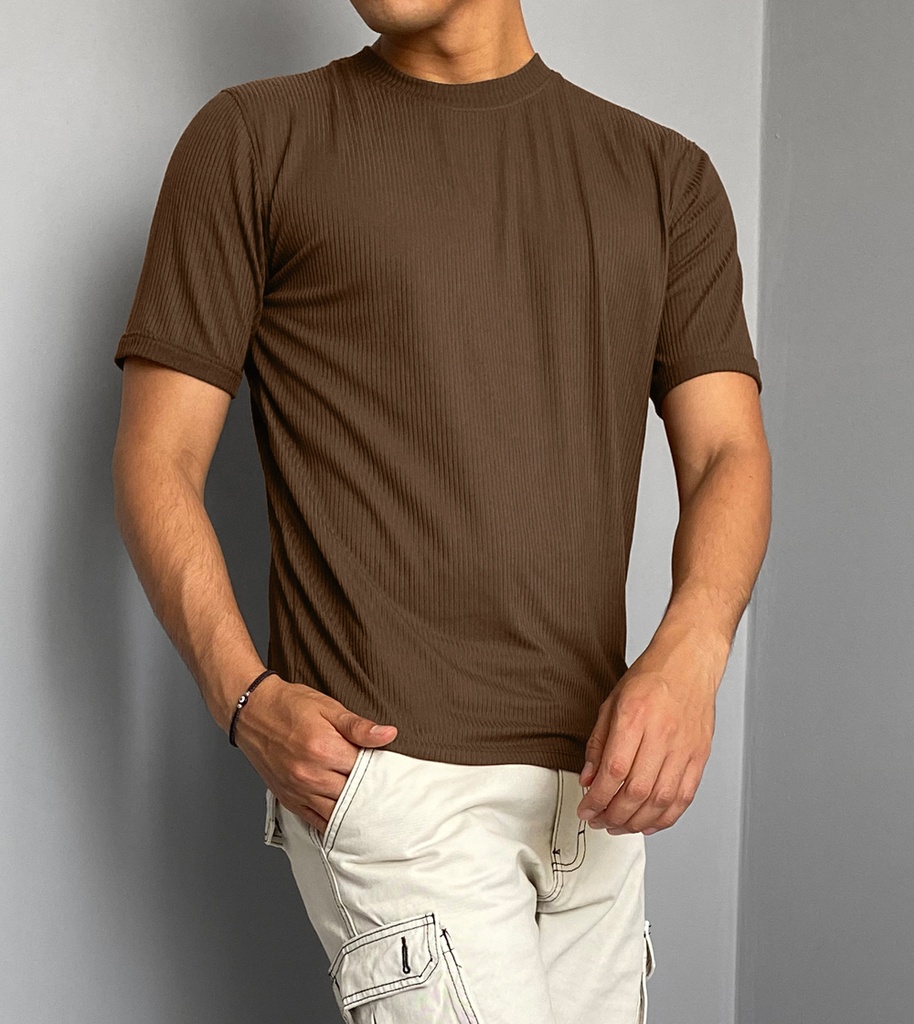 POLO RIB SLIM MARRON