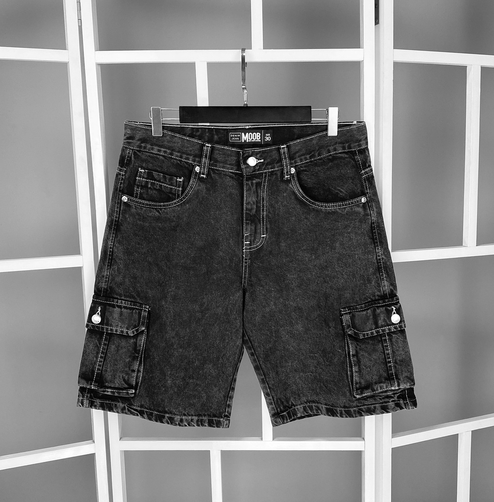 SHORT DENIM CARGO PLOMO OSCURO