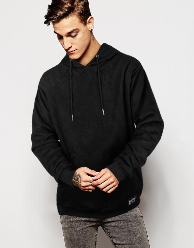 SUEDE HOODIE PELUCHE NEGRO