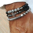 PULSERA TRIPLE SILVER BLACK 