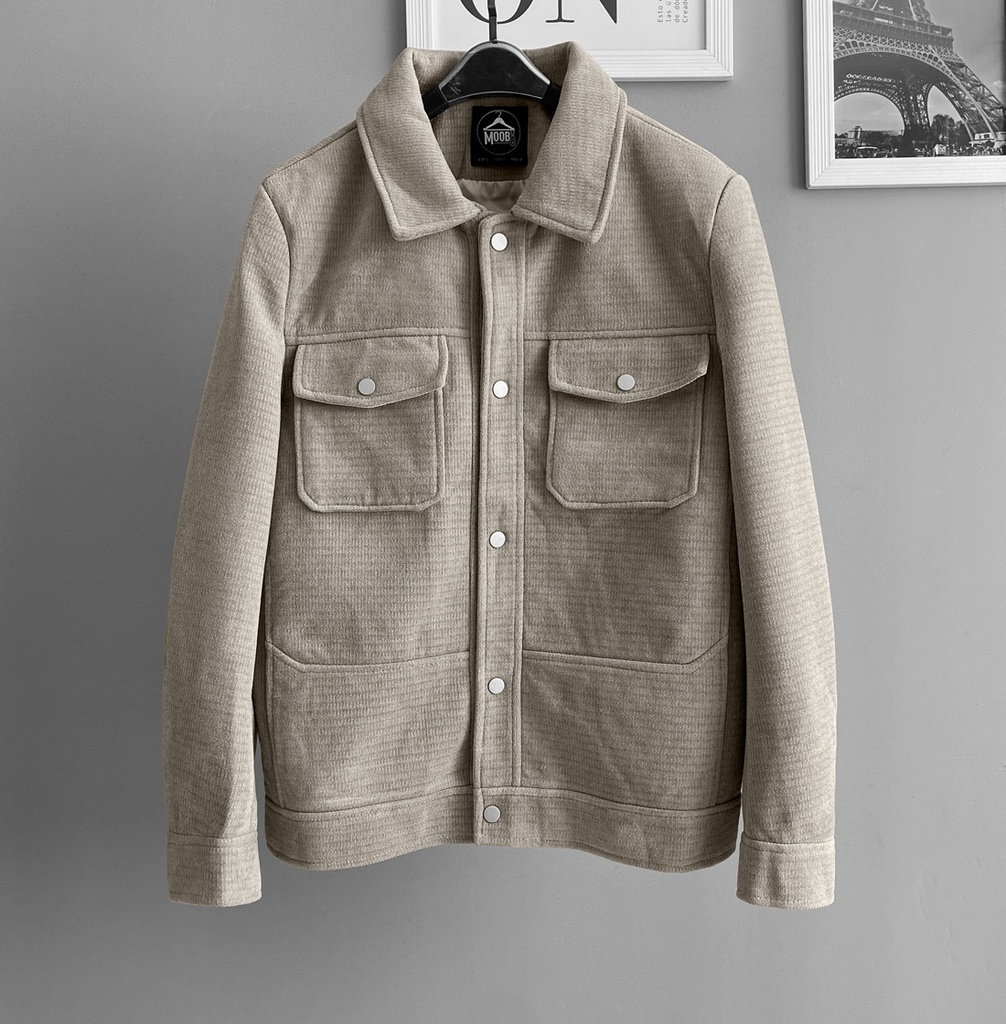 CASACA PAÑO CARGO BEIGE