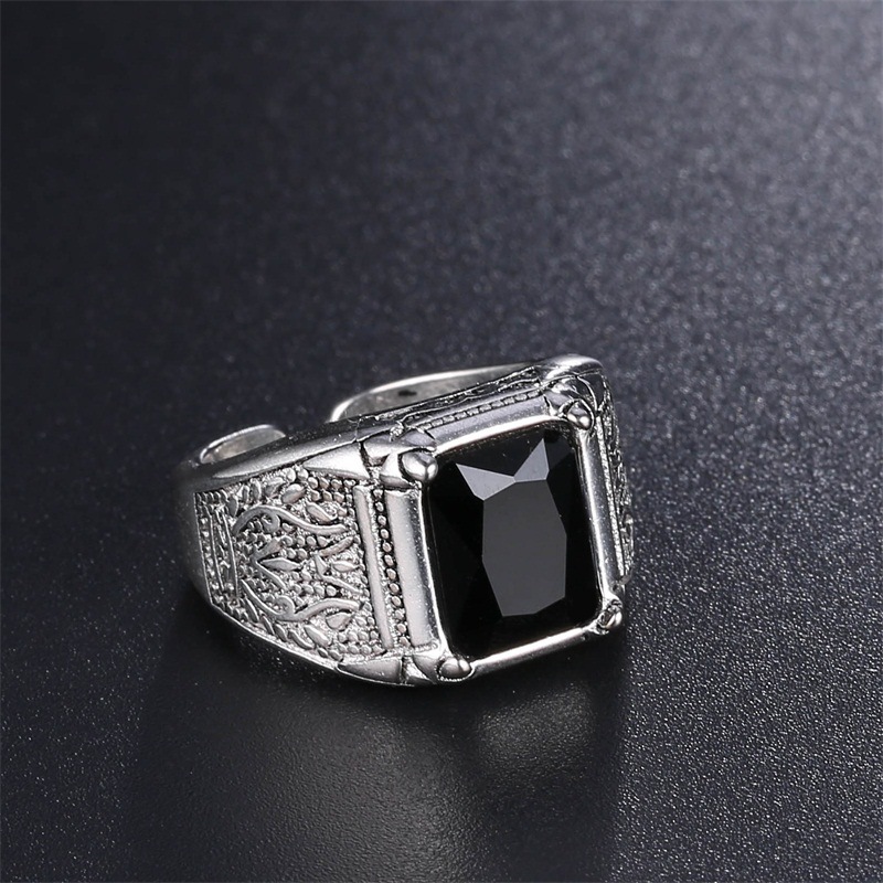 ANILLO RETRO CRISTAL NEGRO