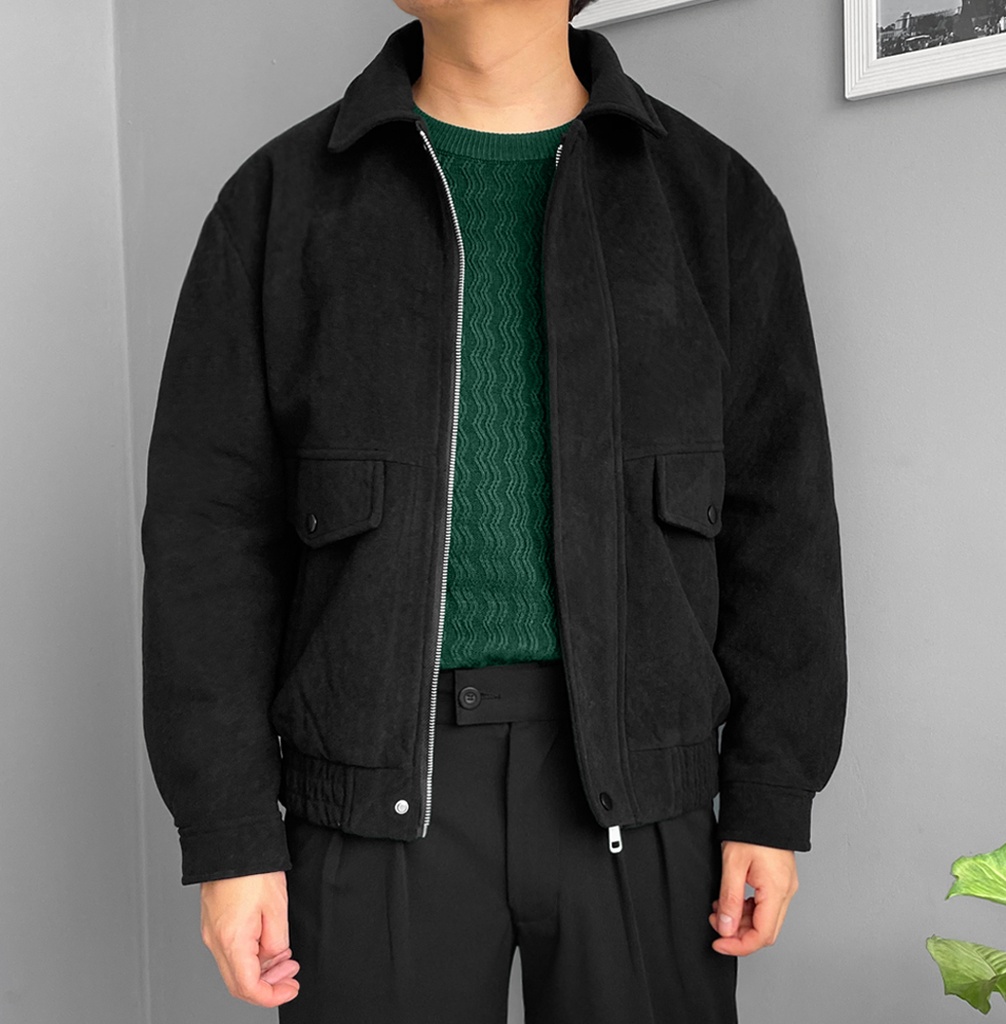BOMBER JACKET GAMUZA NEGRO 
