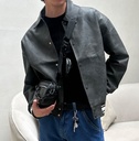 BIO-LEATHER VARSITY JACKET PLOMO OSCURO