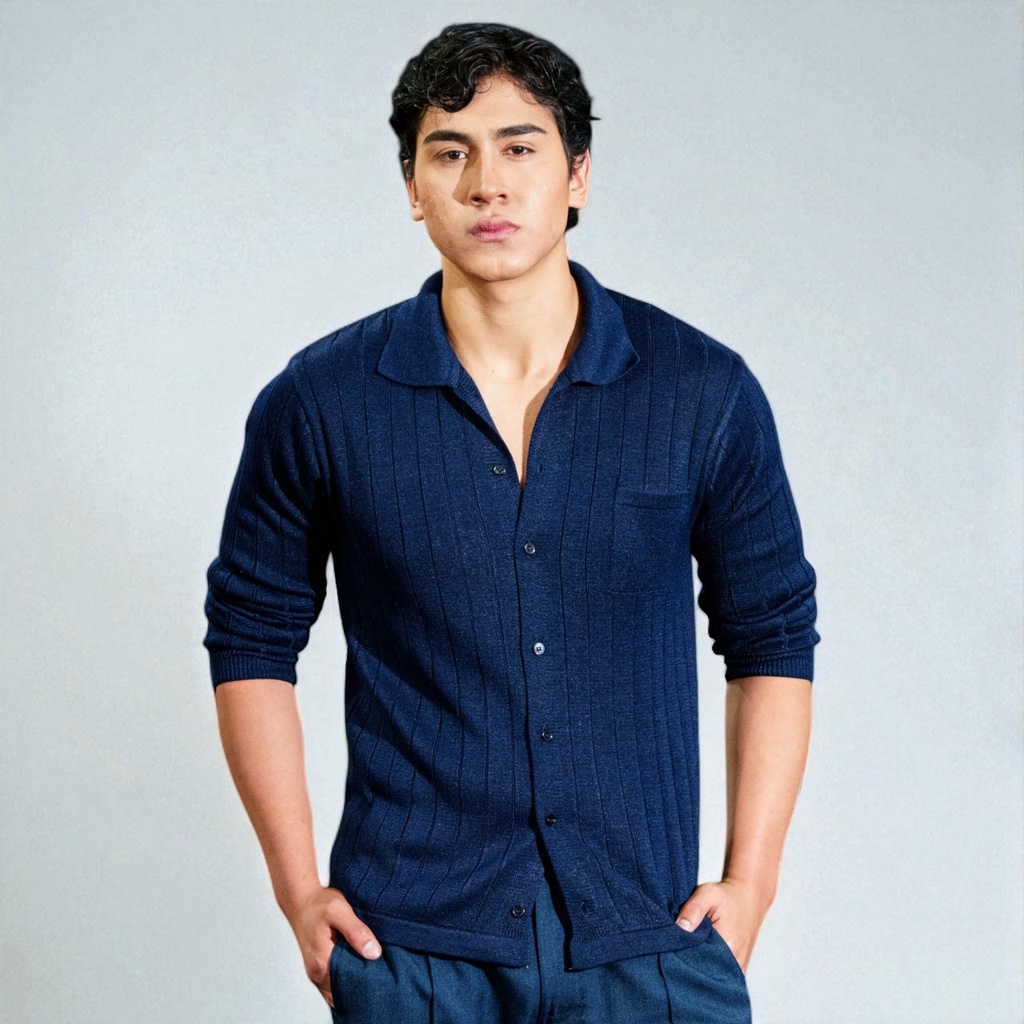 CAMISA HILO ML AZUL