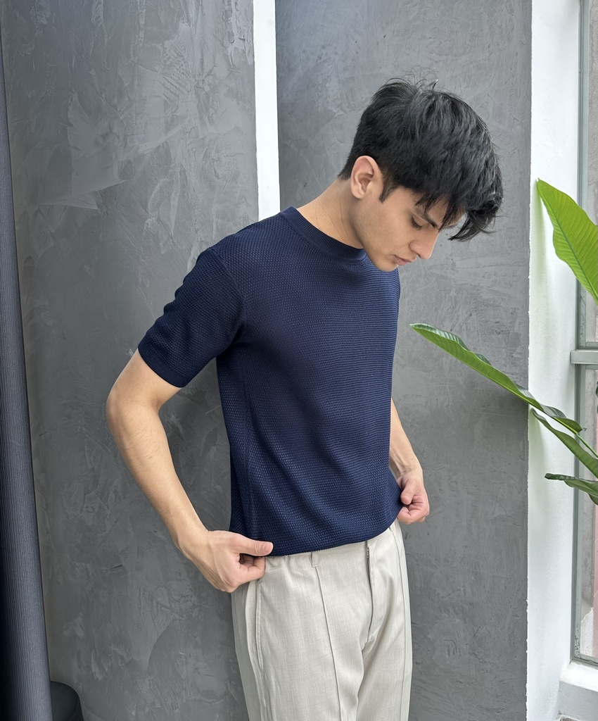 POLO HILO BASIC AZUL