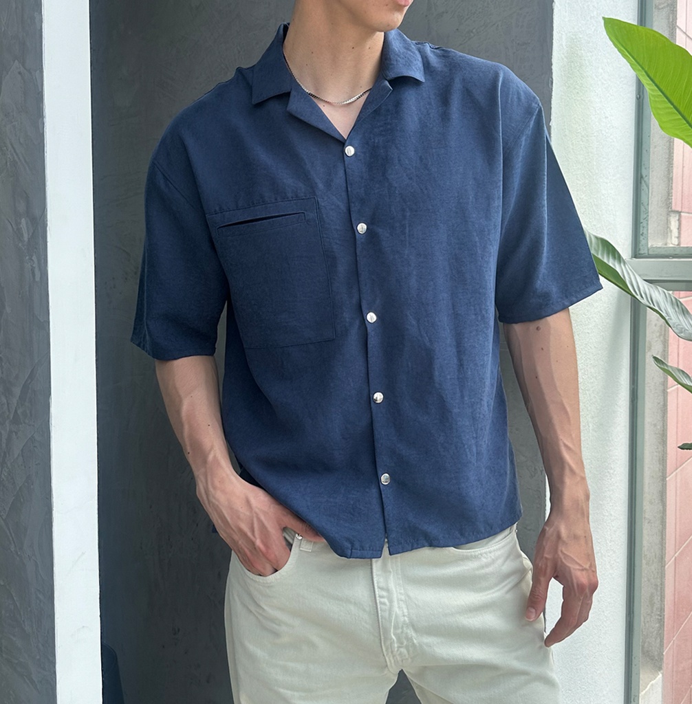 CAMISA CUBANA BACARDI AZUL